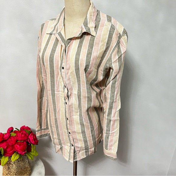 Caslon Striped Long Sleeves Button Down Shirt Size Large - New With Tag- Reemoly - Picture 4 of 10